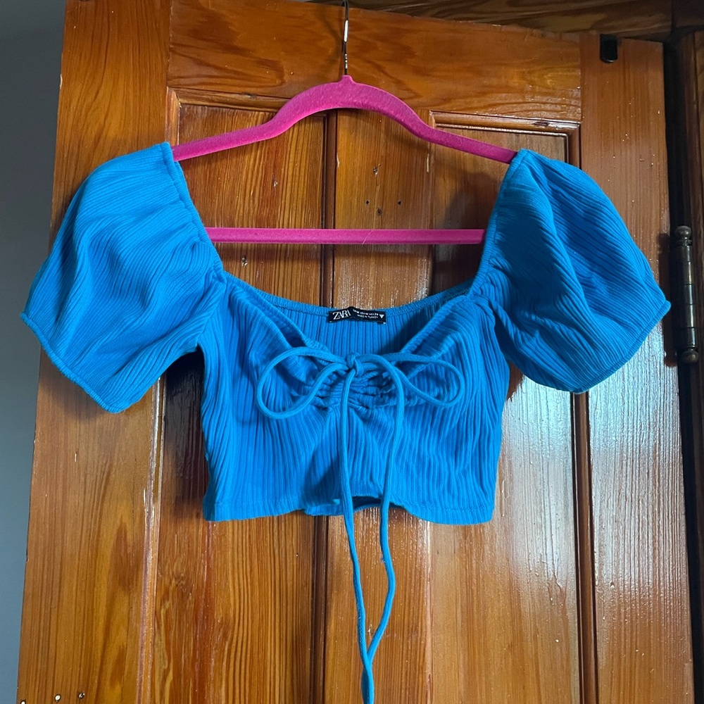 Bright Blue Zara crop top sz M